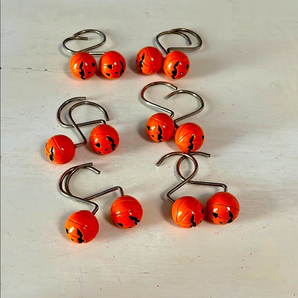 Orange Pumpkin Shower Curtain Hooks